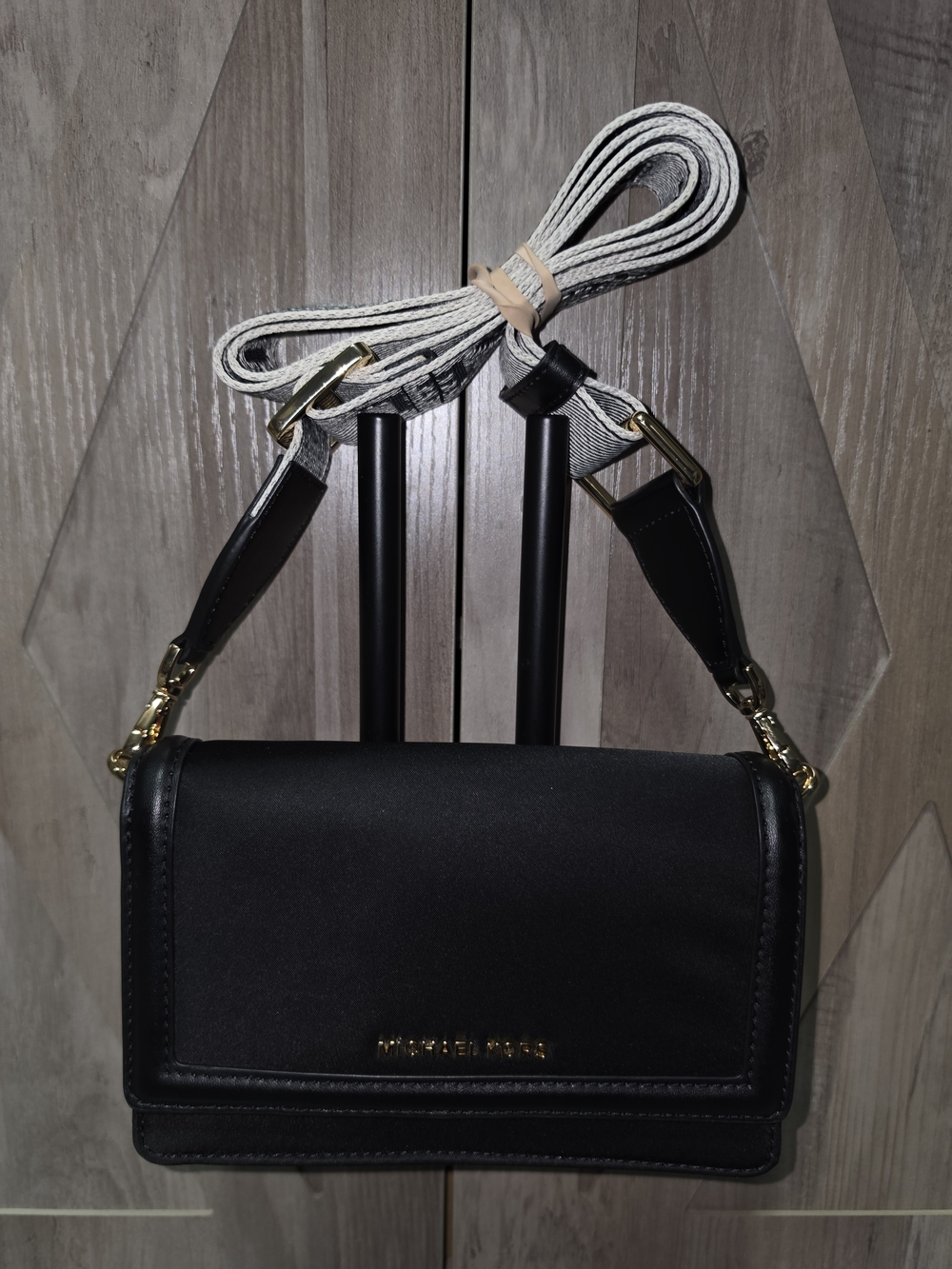 Michael Kors Black Crossbody with Contrast Beige Strap